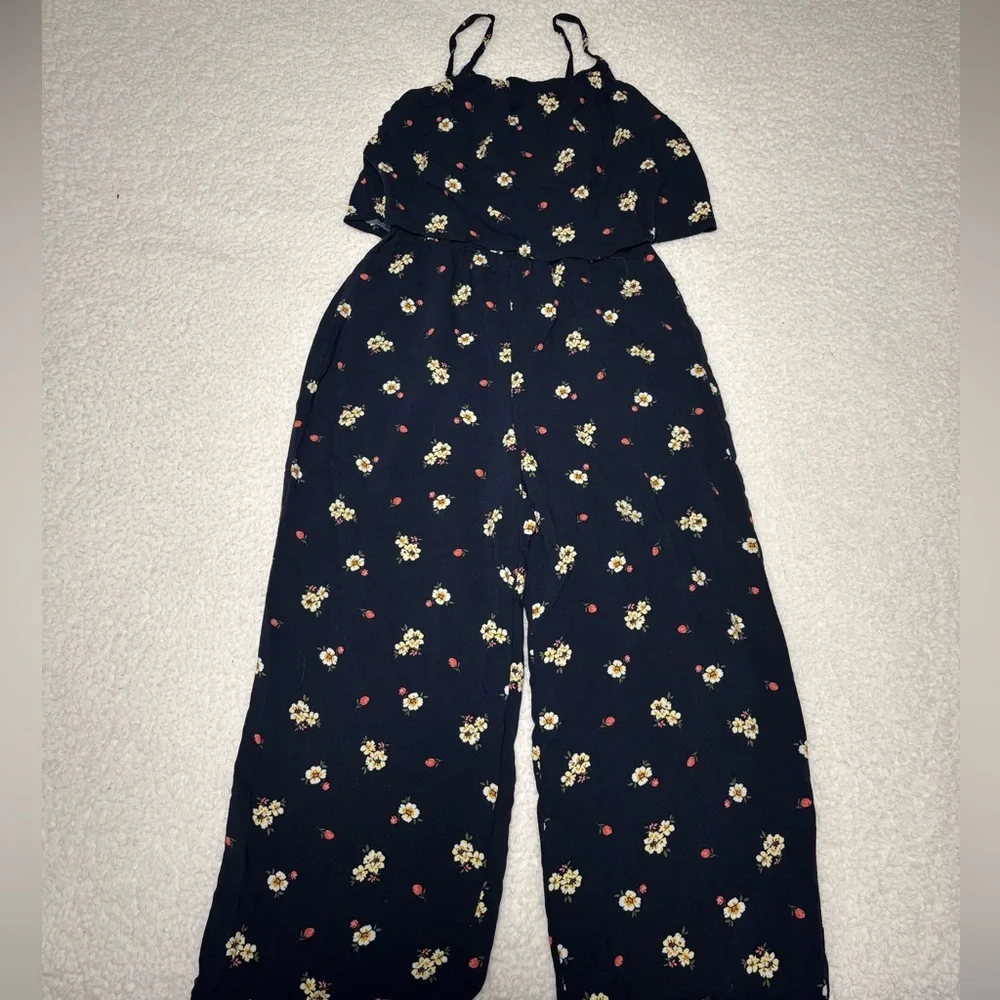 Abercrombie & Fitch Kids Blue Floral Ruffle Jumpsuit - Picture 1 of 7